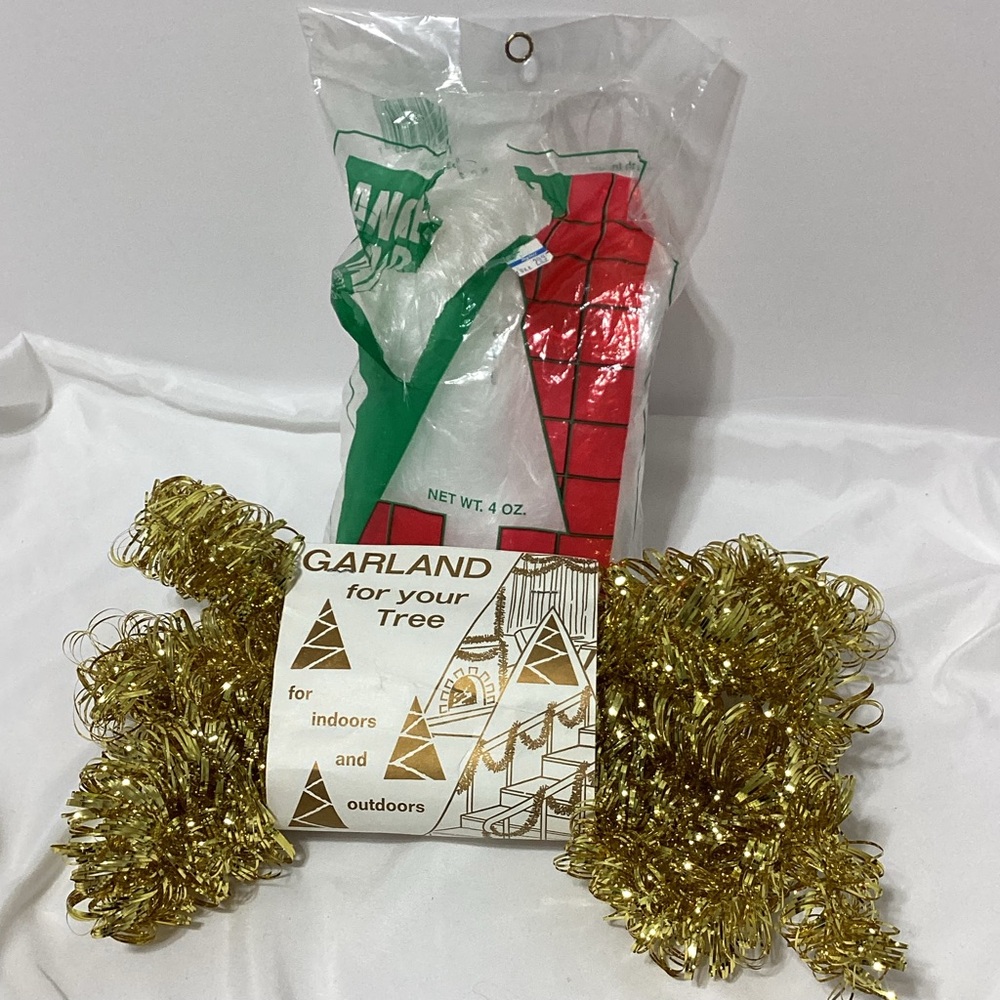 Vintage Gold Holiday Garland for Your Tree Germany Tinsel Vintage Angel Hair